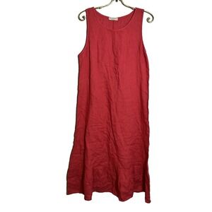 Terzo Millennio Made in Italy Red Linen Sleeveless Maxi Dress S Lagenlook FLAW
